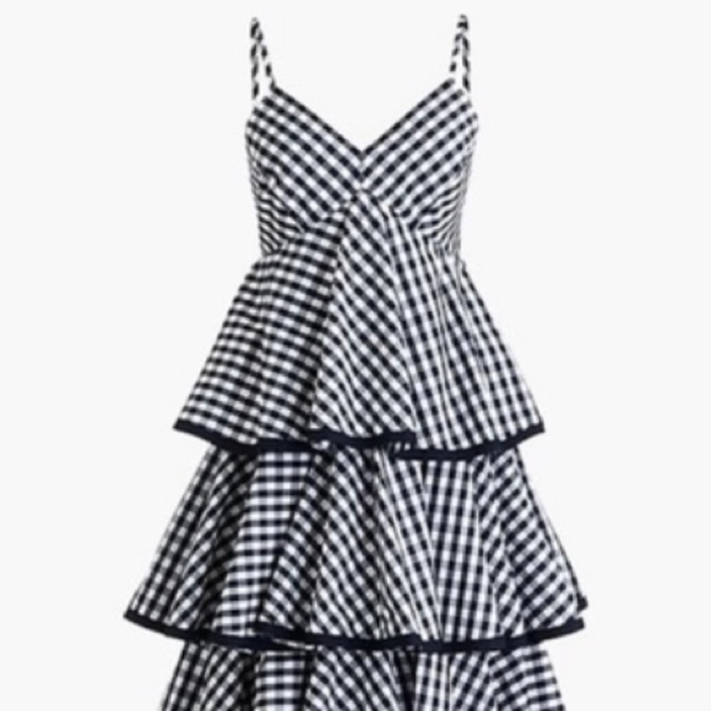 J.Crew Spiro Gingham Tiered Maxi Sundress